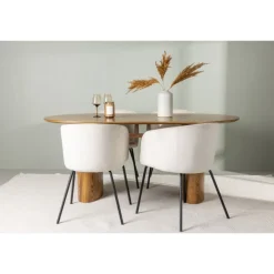 Spisebordssæt Isolde med stole Berit - Beige og Natur