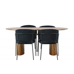 Spisebordssæt Isolde med stole Selma - Sort og Natur