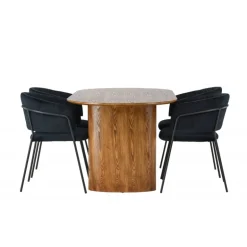 Spisebordssæt Isolde med stole Selma - Sort og Natur