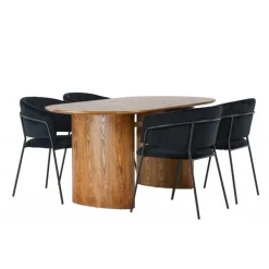 Spisebordssæt Isolde med stole Selma - Sort og Natur