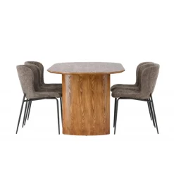 Spisebordssæt Isolde med stole Modesto - Mørkegrå og Natur