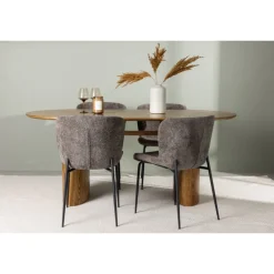 Spisebordssæt Isolde med stole Modesto - Mørkegrå og Natur
