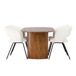 Spisebordssæt Isolde med stolene Day - Natur og - Off White