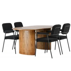 Spisebordssæt Isolde med stole Yesterday - Sort og Natur
