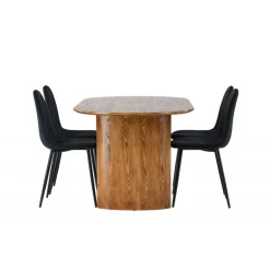 Spisebordssæt Isolde med stole Polar - Sort og Natur