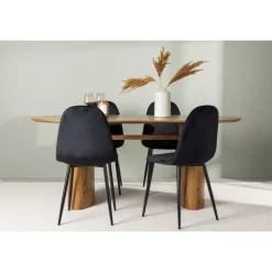 Spisebordssæt Isolde med stole Polar - Sort og Natur