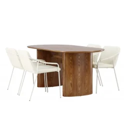 Spisebordssæt Isolde med Tvist stole - Beige og Natur