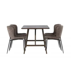 Spisebordssæt Kaseindon med Modesto Spisebordsstole - Mørkebrun og Mørkegrå