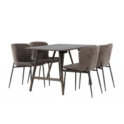 Spisebordssæt Kaseindon med Modesto Spisebordsstole - Mørkebrun og Mørkegrå