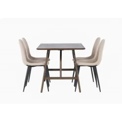 Spisebordssæt Kaseindon med Spisebordsstolene Polar - Beige og Mørkebrun