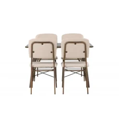 Spisebordssæt Kaseindon med Spisebordsstole Seda - Beige og Mørkebrun