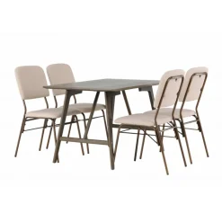 Spisebordssæt Kaseindon med Spisebordsstole Seda - Beige og Mørkebrun