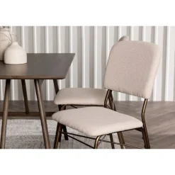 Spisebordssæt Kaseindon med Spisebordsstole Seda - Beige og Mørkebrun