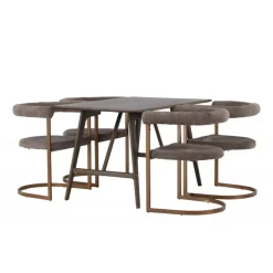 Spisebordssæt Kaseindon med Spisebordsstole Morning - Brun og - Mørkebrun