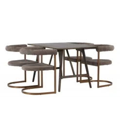 Spisebordssæt Kaseindon med Spisebordsstole Morning - Brun og - Mørkebrun