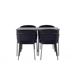 Spisebordssæt Kaseindon med Selma Spisebordsstole - Sort og Mørkebrun