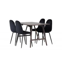 Spisebordssæt Kaseindon med Spisebordsstolene Polar - Sort og Mørkebrun