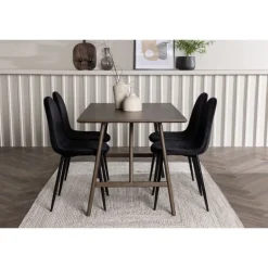 Spisebordssæt Kaseindon med Spisebordsstolene Polar - Sort og Mørkebrun
