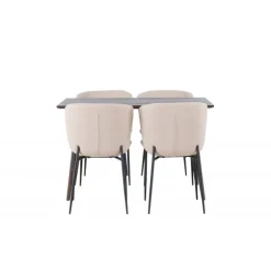 Spisebordssæt Kaseindon med Modesto Spisebordsstole - Beige og Mørkebrun