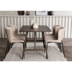 Spisebordssæt Kaseindon med Modesto Spisebordsstole - Beige og Mørkebrun