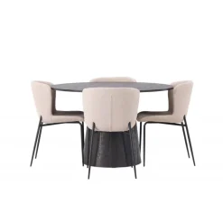 Spisebordssæt Lanzo med Modesto stole - Beige og Sort