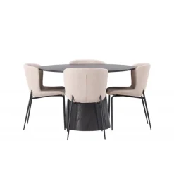 Spisebordssæt Lanzo med Modesto stole - Beige og Sort
