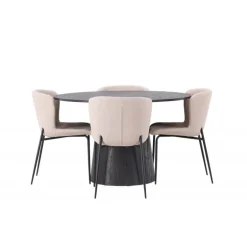 Spisebordssæt Lanzo med Modesto stole - Beige og Sort