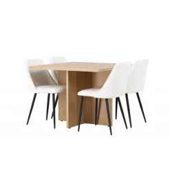Spisebordssæt Leo med Night Spisebordsstole - Natur og Hvid