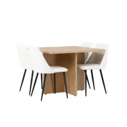 Spisebordssæt Leo med Night Spisebordsstole - Natur og Hvid