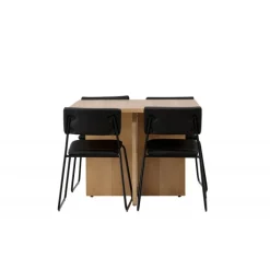 Spisebordssæt Leo med Spisebordsstolene Kenth - Sort og Natur