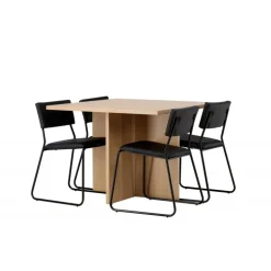 Spisebordssæt Leo med Spisebordsstolene Kenth - Sort og Natur