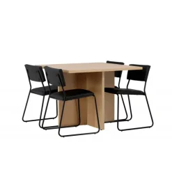 Spisebordssæt Leo med Spisebordsstolene Kenth - Sort og Natur