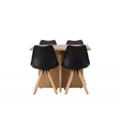 Spisebordssæt Leo med Spisebordsstole Zeno - Sort og Natur