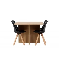 Spisebordssæt Leo med Spisebordsstole Zeno - Sort og Natur