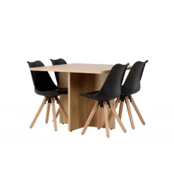 Spisebordssæt Leo med Spisebordsstole Zeno - Sort og Natur