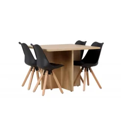 Spisebordssæt Leo med Spisebordsstole Zeno - Sort og Natur