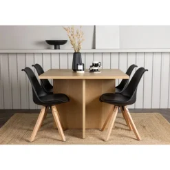 Spisebordssæt Leo med Spisebordsstole Zeno - Sort og Natur