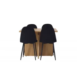 Spisebordssæt Leo med Spisebordsstolene Polar - Sort og Natur