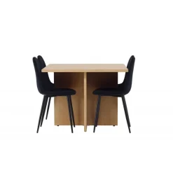 Spisebordssæt Leo med Spisebordsstolene Polar - Sort og Natur