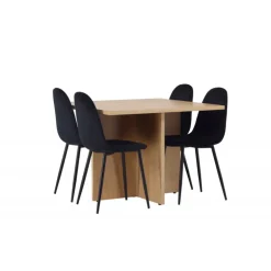 Spisebordssæt Leo med Spisebordsstolene Polar - Sort og Natur