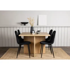 Spisebordssæt Leo med Spisebordsstolene Polar - Sort og Natur