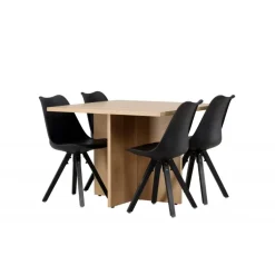 Spisebordssæt Leo med Spisebordsstole Zeno - Sort og Natur