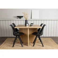 Spisebordssæt Leo med Spisebordsstole Zeno - Sort og Natur