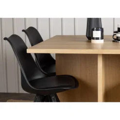 Spisebordssæt Leo med Spisebordsstole Zeno - Sort og Natur