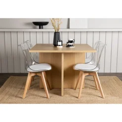 Spisebordssæt Leo med Spisebordsstolene Edvin - Natur og Transparent