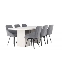 Spisebordssæt Olga med Spisebordsstole Rosie - Grå og Hvid