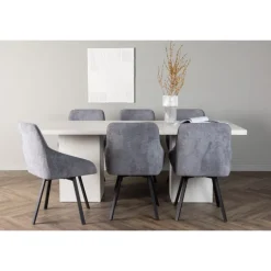 Spisebordssæt Olga med Spisebordsstole Rosie - Grå og Hvid