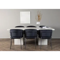 Spisebordssæt Olga med Spisebordsstole Selma - Sort og Hvid