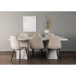 Spisebordssæt Olga med Spisebordsstole Polar - Beige og Hvid