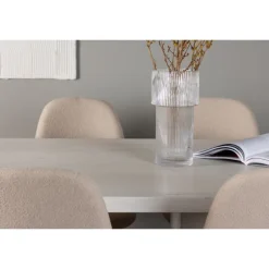 Spisebordssæt Olga med Spisebordsstole Polar - Beige og Hvid